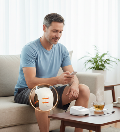 KOMPREFIT HEAT: BEZDRÁTOVÝ MASÁŽNÍ PŘÍSTROJ NA KOLENA